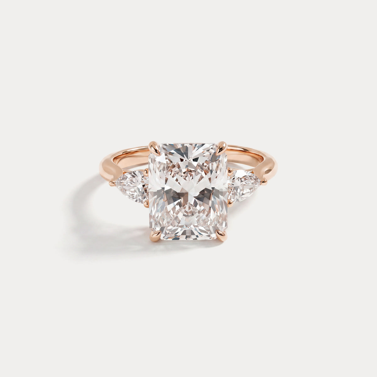 Lolaine丨Radiant Cut Lab Diamond Twisted Three Stone Engagement Ring - Rings