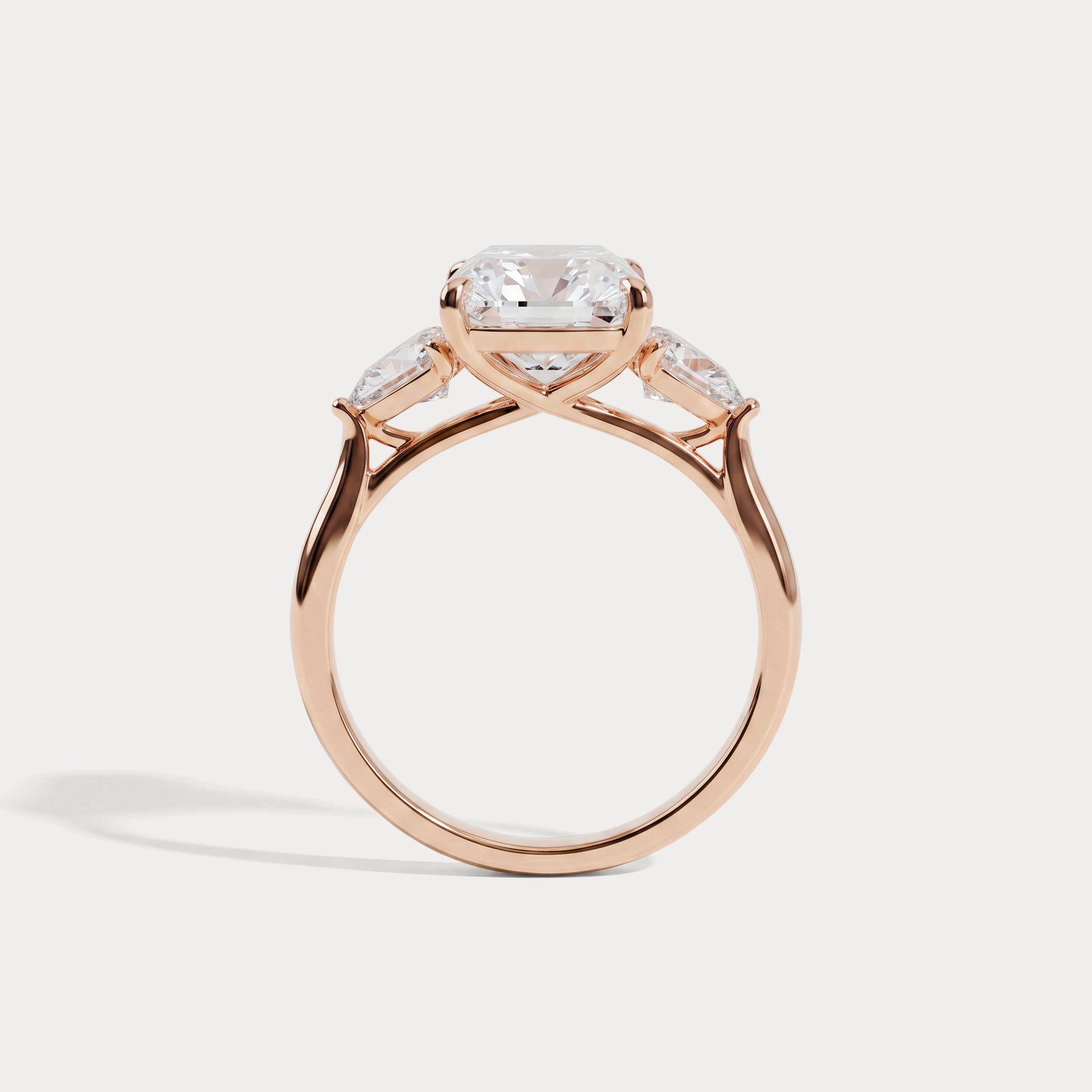 Lolaine丨Radiant Cut Lab Diamond Twisted Three Stone Engagement Ring - Rings