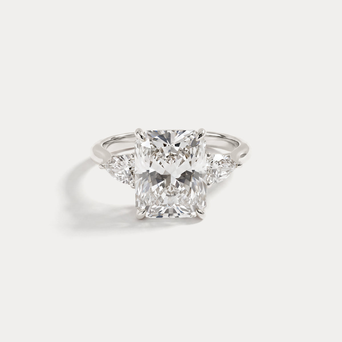 Lolaine丨Radiant Cut Lab Diamond Twisted Three Stone Engagement Ring - Rings