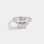 Lolaine丨Radiant Cut Lab Diamond Twisted Three Stone Engagement Ring - Rings