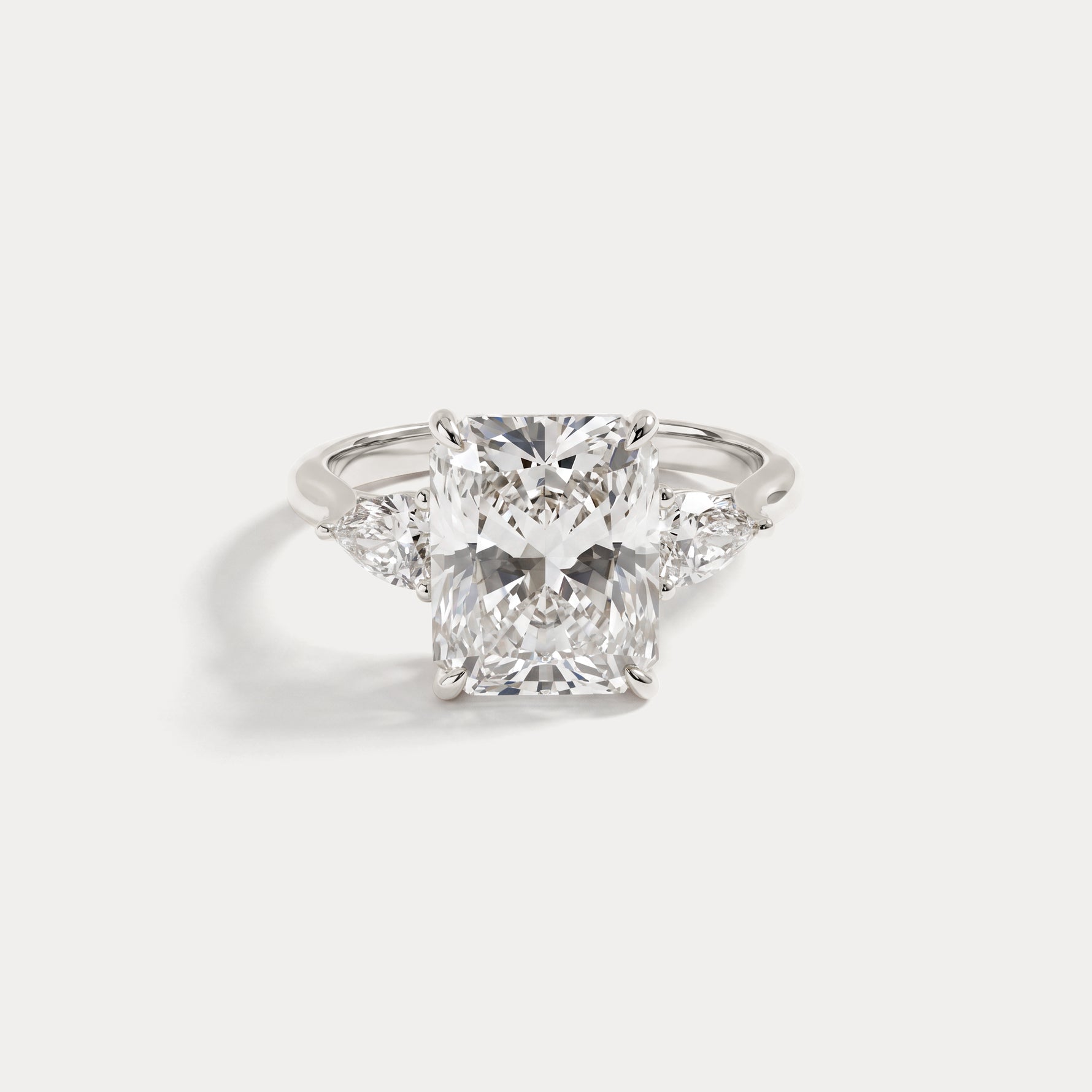 Lolaine丨Radiant Cut Lab Diamond Twisted Three Stone Engagement Ring - Rings