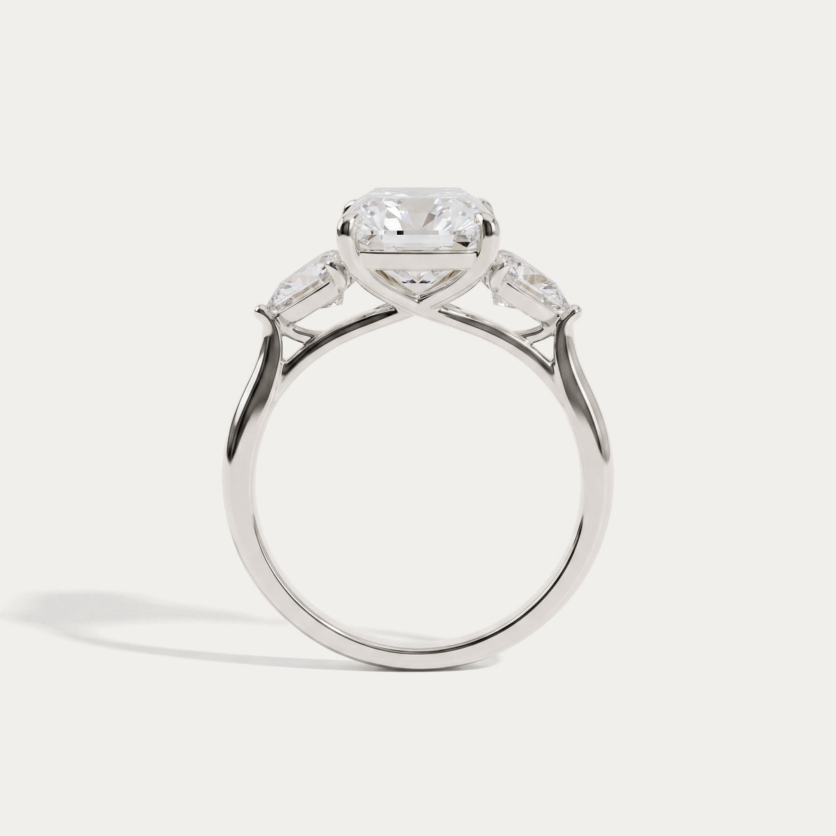 Lolaine丨Radiant Cut Lab Diamond Twisted Three Stone Engagement Ring - Rings