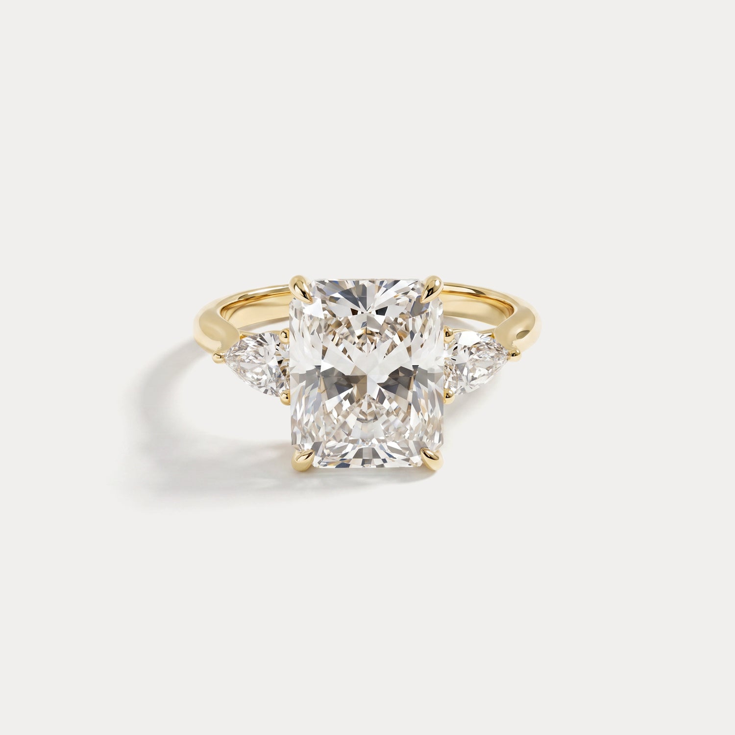Lolaine丨Radiant Cut Lab Diamond Twisted Three Stone Engagement Ring - Rings