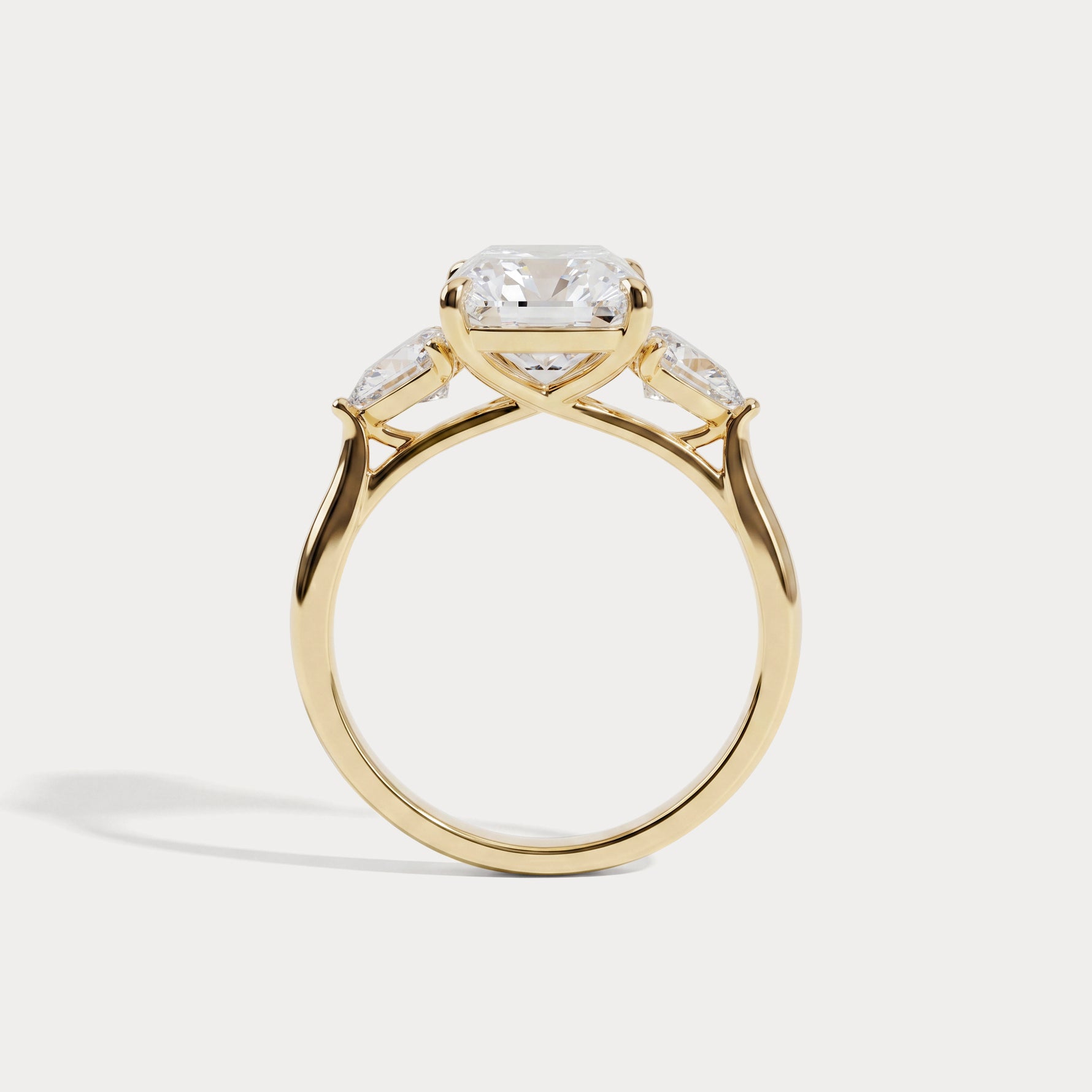 Lolaine丨Radiant Cut Lab Diamond Twisted Three Stone Engagement Ring - Rings
