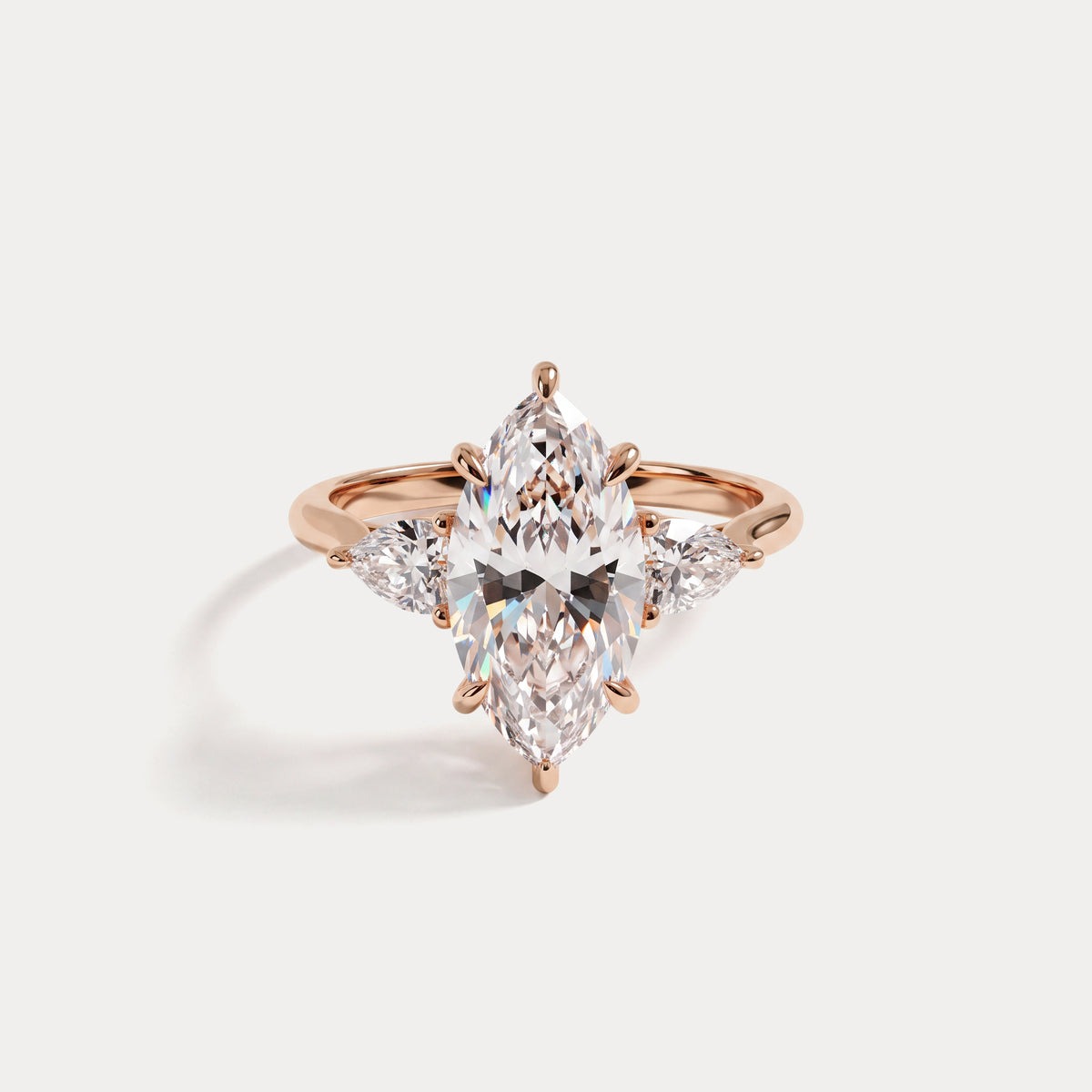 Nellie丨Marquise Cut Lab Diamond Three Stone Engagement Ring - Rings
