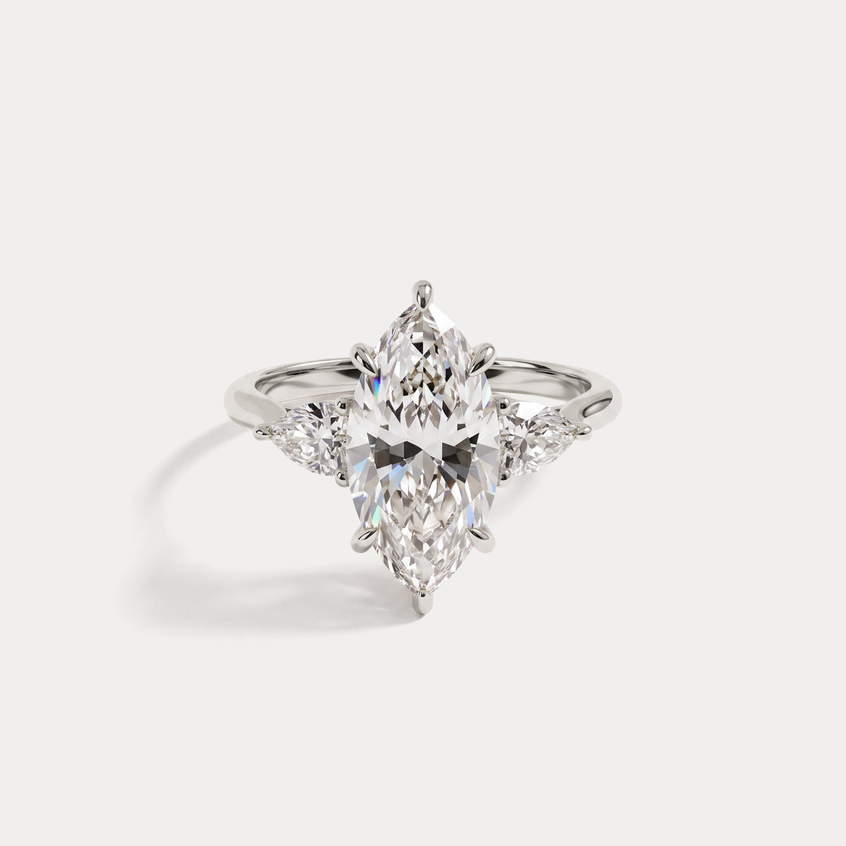 Nellie丨Marquise Cut Lab Diamond Three Stone Engagement Ring - Rings