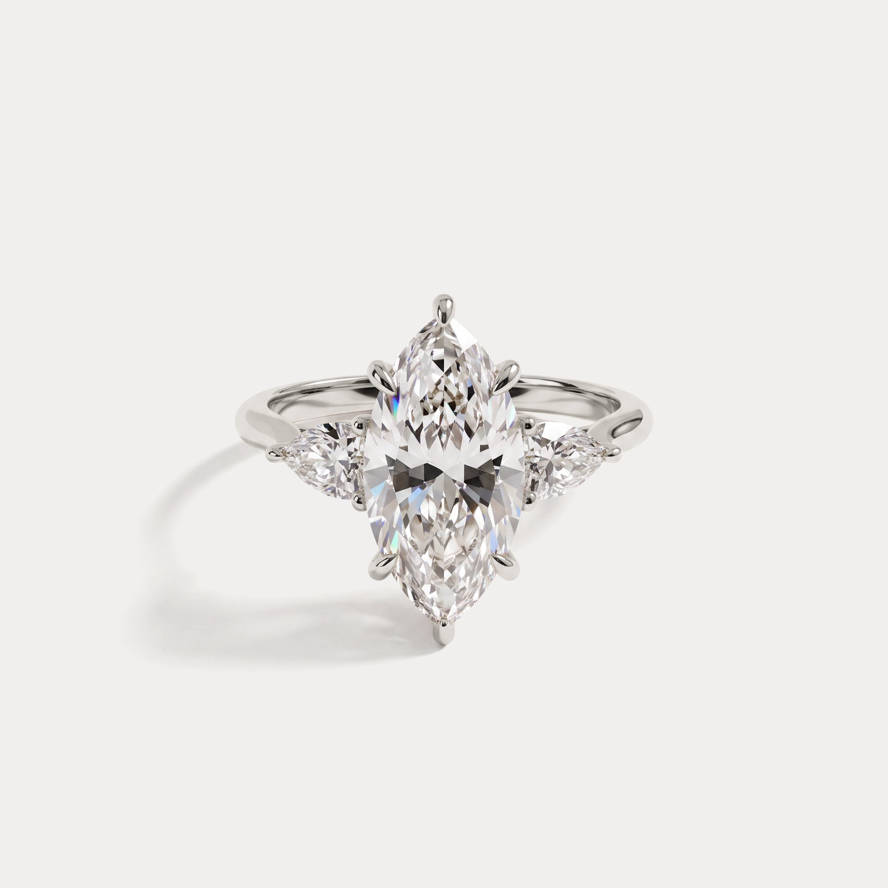 Nellie丨Marquise Cut Lab Diamond Three Stone Engagement Ring - Rings
