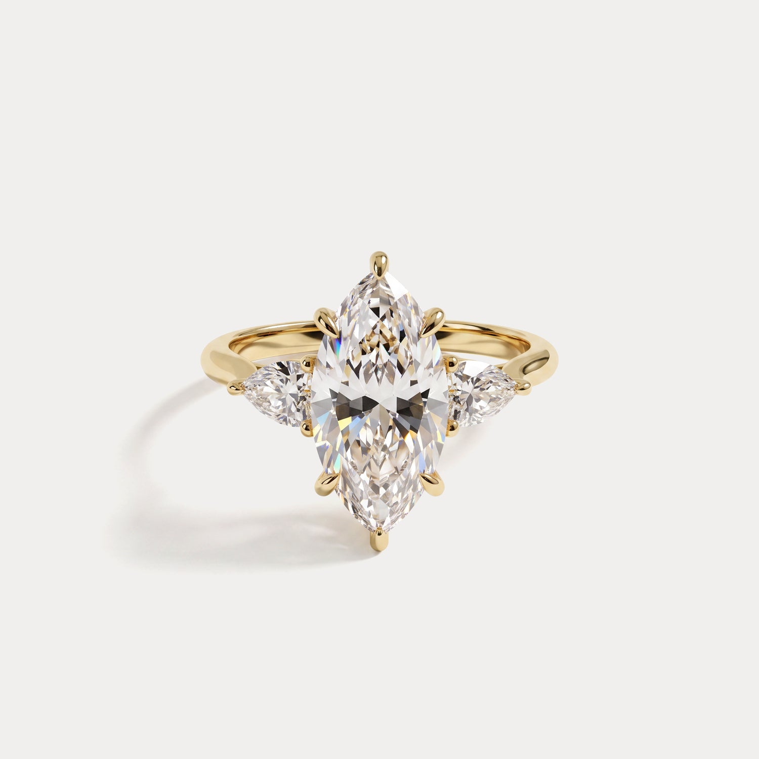 Nellie丨Marquise Cut Lab Diamond Three Stone Engagement Ring - Rings