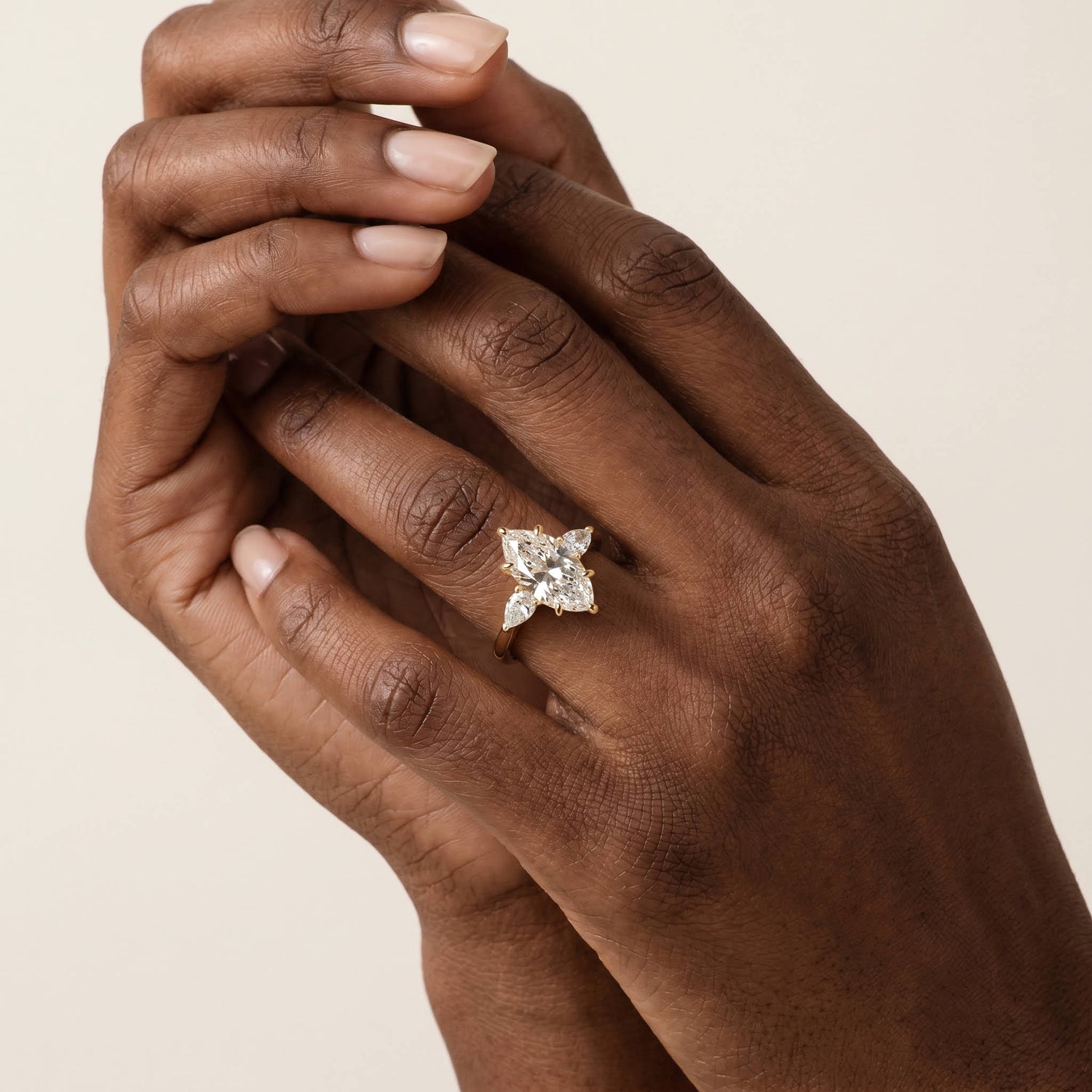 Nellie丨Marquise Cut Lab Diamond Three Stone Engagement Ring - Rings