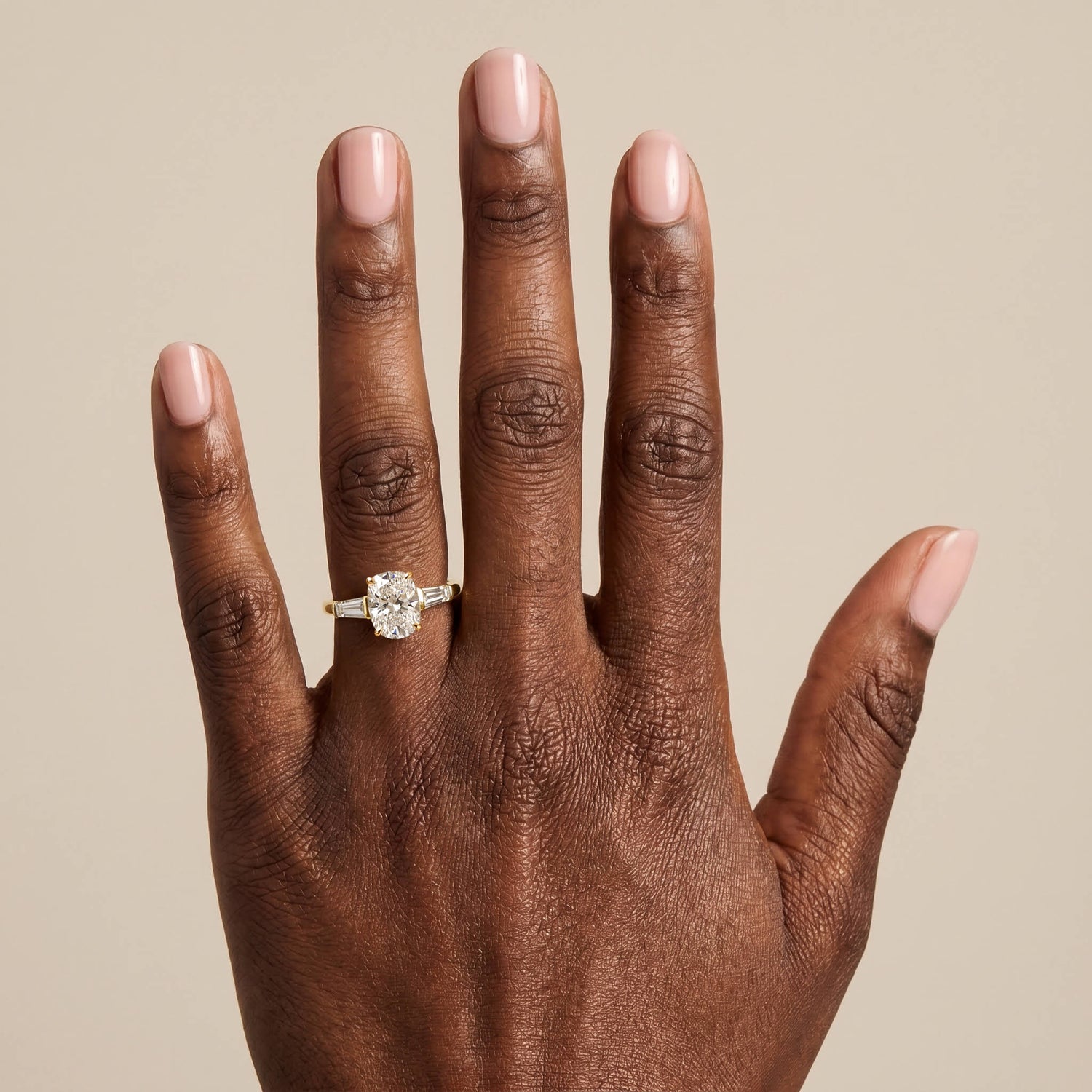 Estelle丨Elongated Cushion Lab Diamond Three-Stone Engagement Ring with Tapered Baguette Accents - Rings