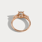 Estelle丨Elongated Cushion Lab Diamond Three-Stone Engagement Ring with Tapered Baguette Accents - Rings