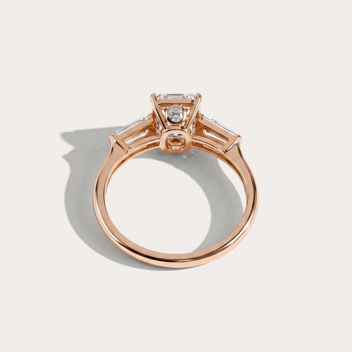 Estelle丨Elongated Cushion Lab Diamond Three-Stone Engagement Ring with Tapered Baguette Accents - Rings