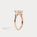 Estelle丨Elongated Cushion Lab Diamond Three-Stone Engagement Ring with Tapered Baguette Accents - Rings