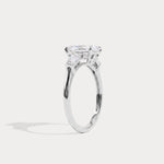 Estelle丨Elongated Cushion Lab Diamond Three-Stone Engagement Ring with Tapered Baguette Accents - Rings