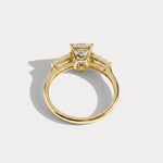 Estelle丨Elongated Cushion Lab Diamond Three-Stone Engagement Ring with Tapered Baguette Accents - Rings