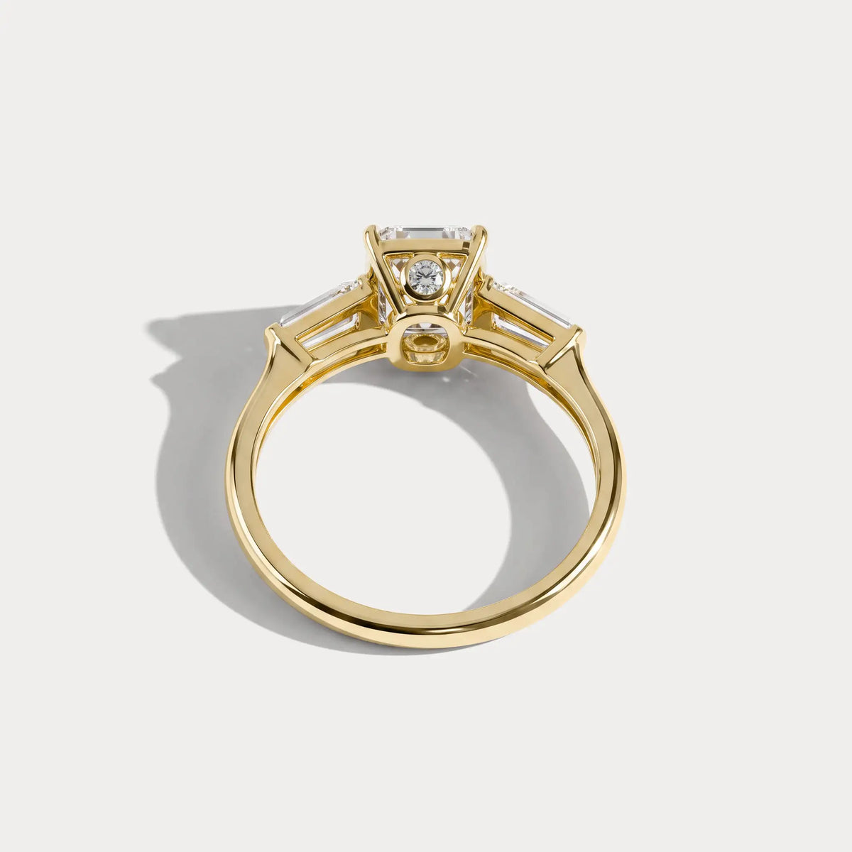 Estelle丨Elongated Cushion Lab Diamond Three-Stone Engagement Ring with Tapered Baguette Accents - Rings