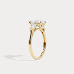 Estelle丨Elongated Cushion Lab Diamond Three-Stone Engagement Ring with Tapered Baguette Accents - Rings
