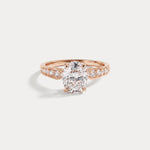 Margot丨Oval Lab Diamond Twisted Split Shank Pavé Milgrain Engagement Ring - Rings