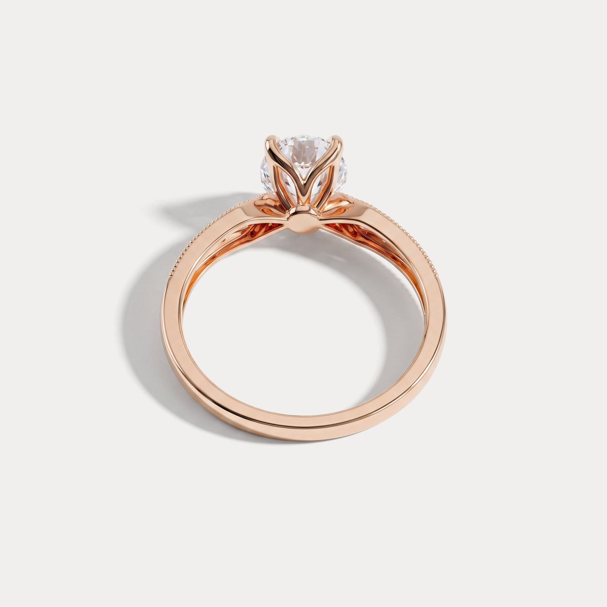 Margot丨Oval Lab Diamond Twisted Split Shank Pavé Milgrain Engagement Ring - Rings
