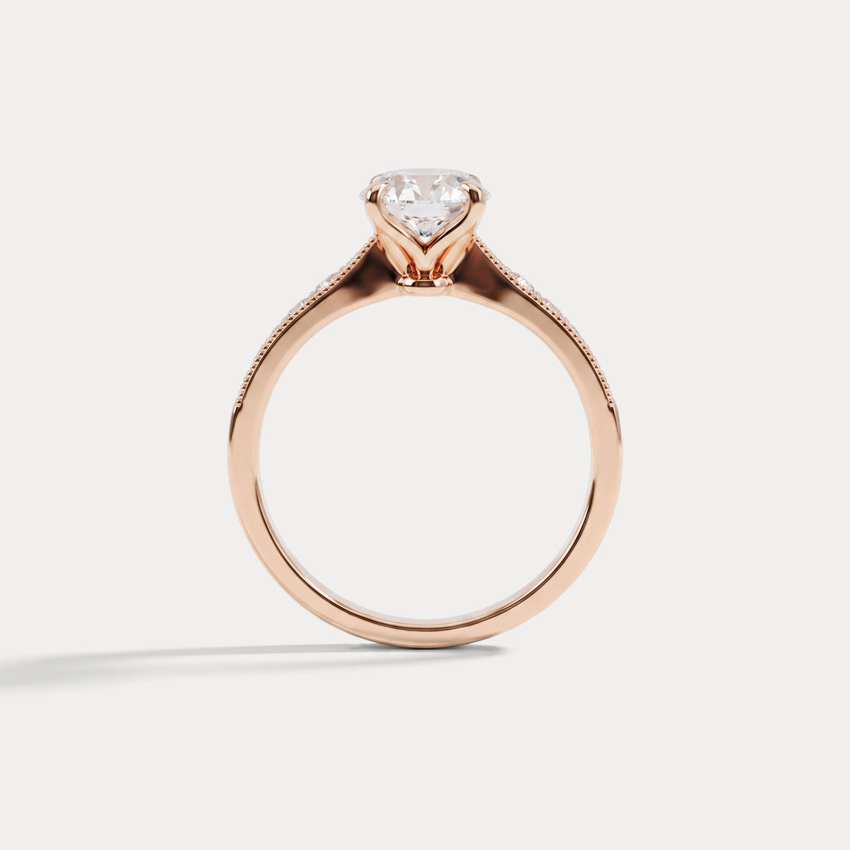 Margot丨Oval Lab Diamond Twisted Split Shank Pavé Milgrain Engagement Ring - Rings