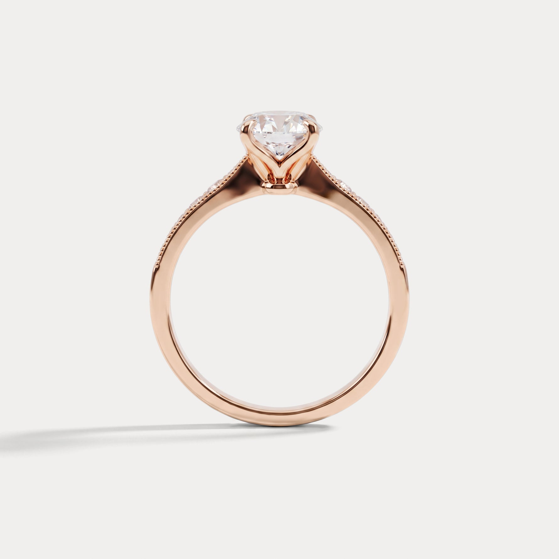 Margot丨Oval Lab Diamond Twisted Split Shank Pavé Milgrain Engagement Ring - Rings