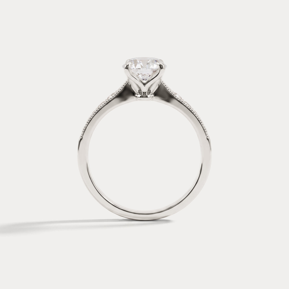 Margot丨Oval Lab Diamond Twisted Split Shank Pavé Milgrain Engagement Ring - Rings