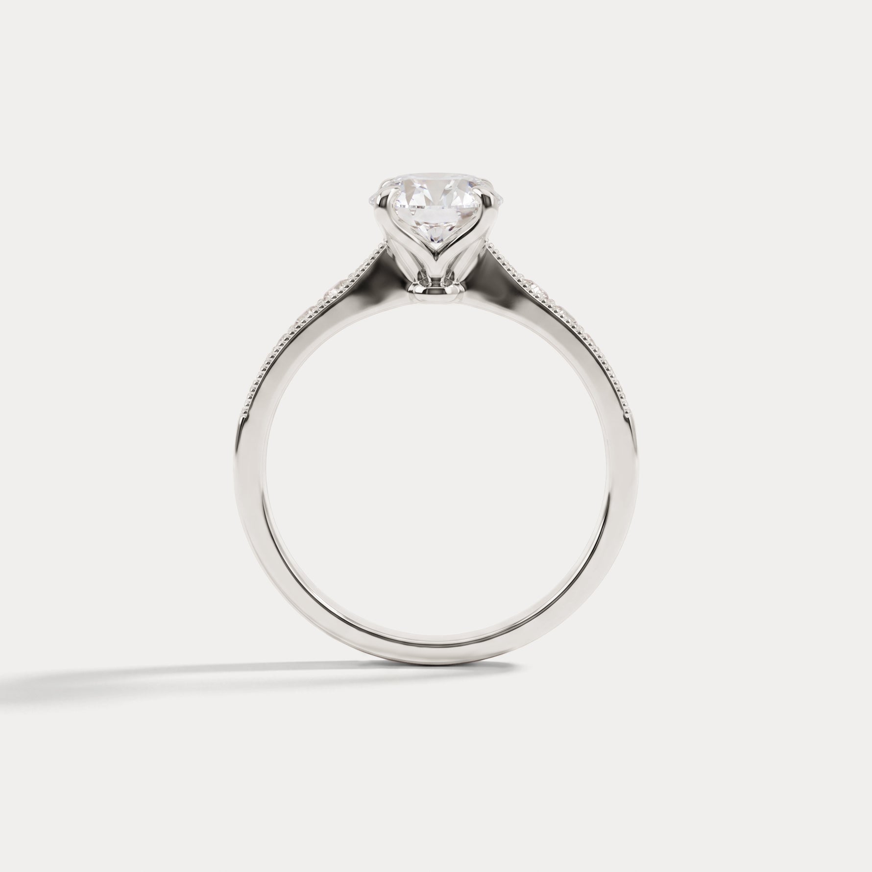 Margot丨Oval Lab Diamond Twisted Split Shank Pavé Milgrain Engagement Ring - Rings