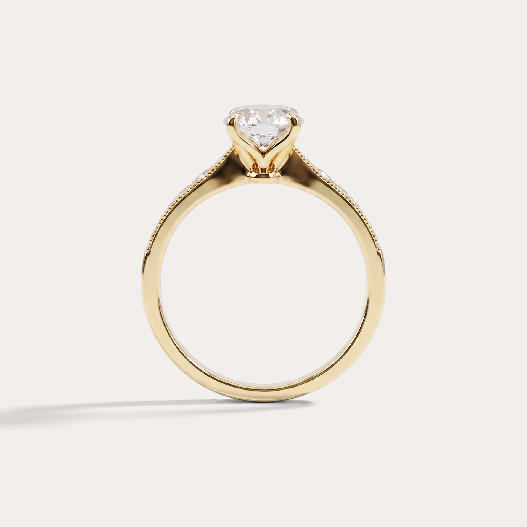 Margot丨Oval Lab Diamond Twisted Split Shank Pavé Milgrain Engagement Ring - Rings