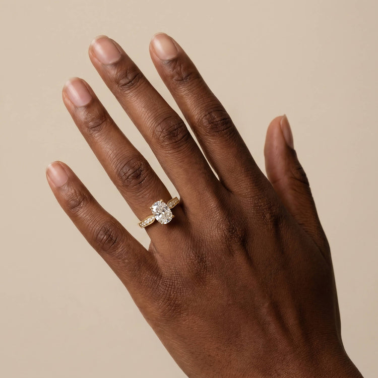 Muriel丨Elongated Cushion Lab Diamond Twisted Split Shank Milgrain Pavé Engagement Ring - Rings