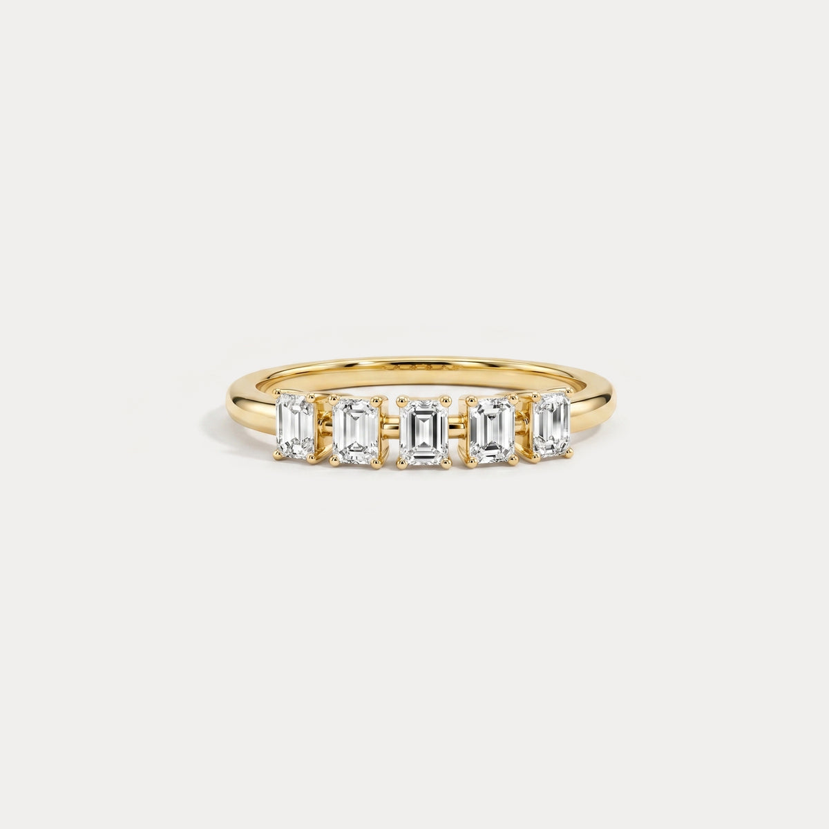 Floating Emerald Cut Lab-Grown Diamond Five-Stone Anniversary Ring - Rings