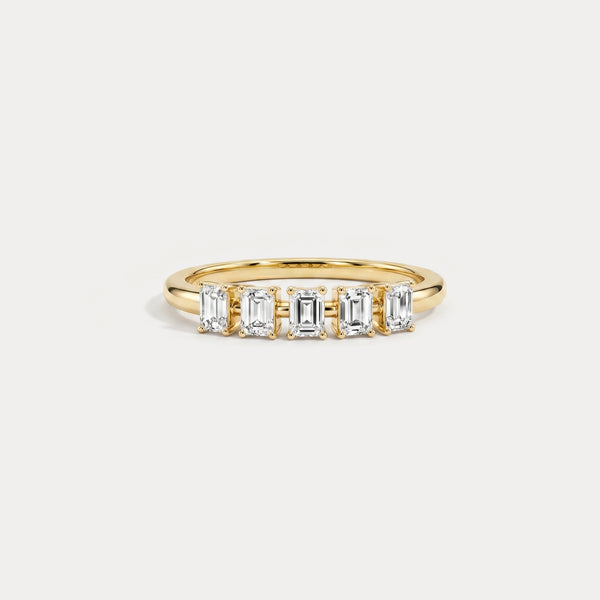 Floating Emerald Cut Lab-Grown Diamond Five-Stone Anniversary Ring - Rings