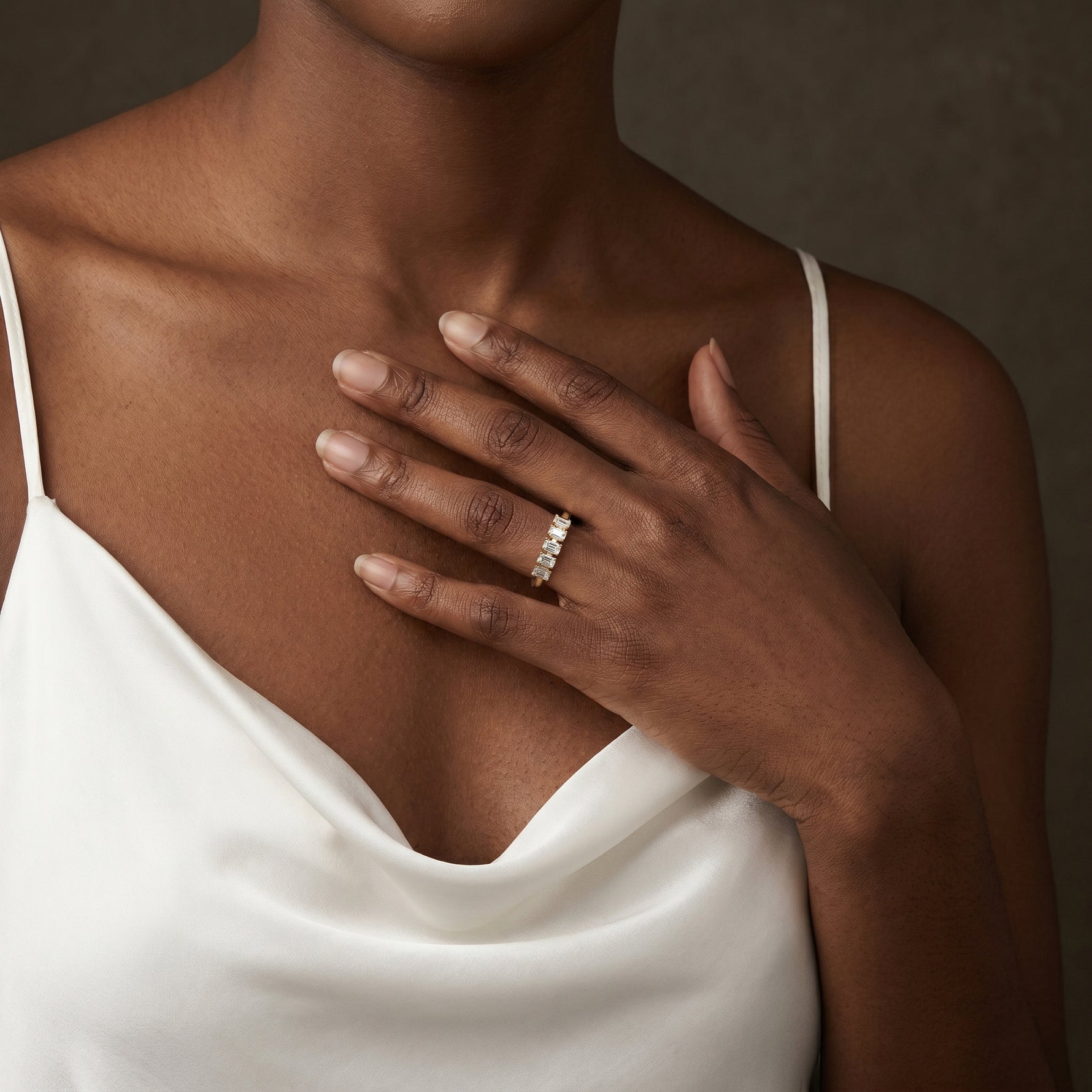 Floating Emerald Cut Lab-Grown Diamond Five-Stone Anniversary Ring - Rings