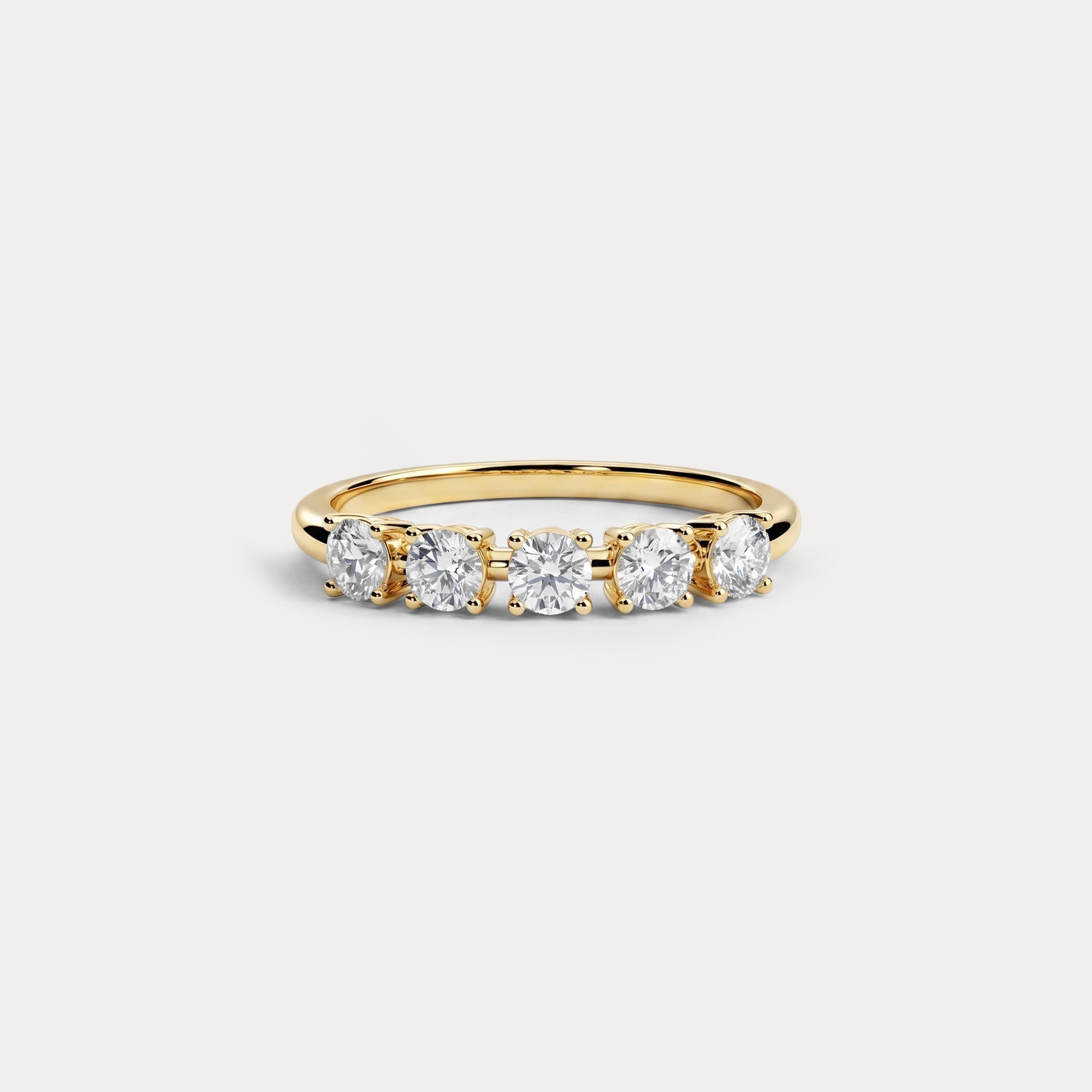 Floating Round Cut Lab-Grown Diamond Five-Stone Anniversary Ring - Rings