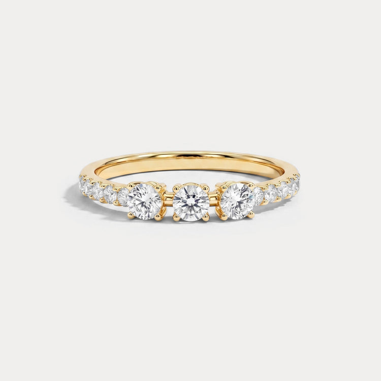 Floating Round Lab-Grown Diamond Three-Stone Pavé Ring - Rings