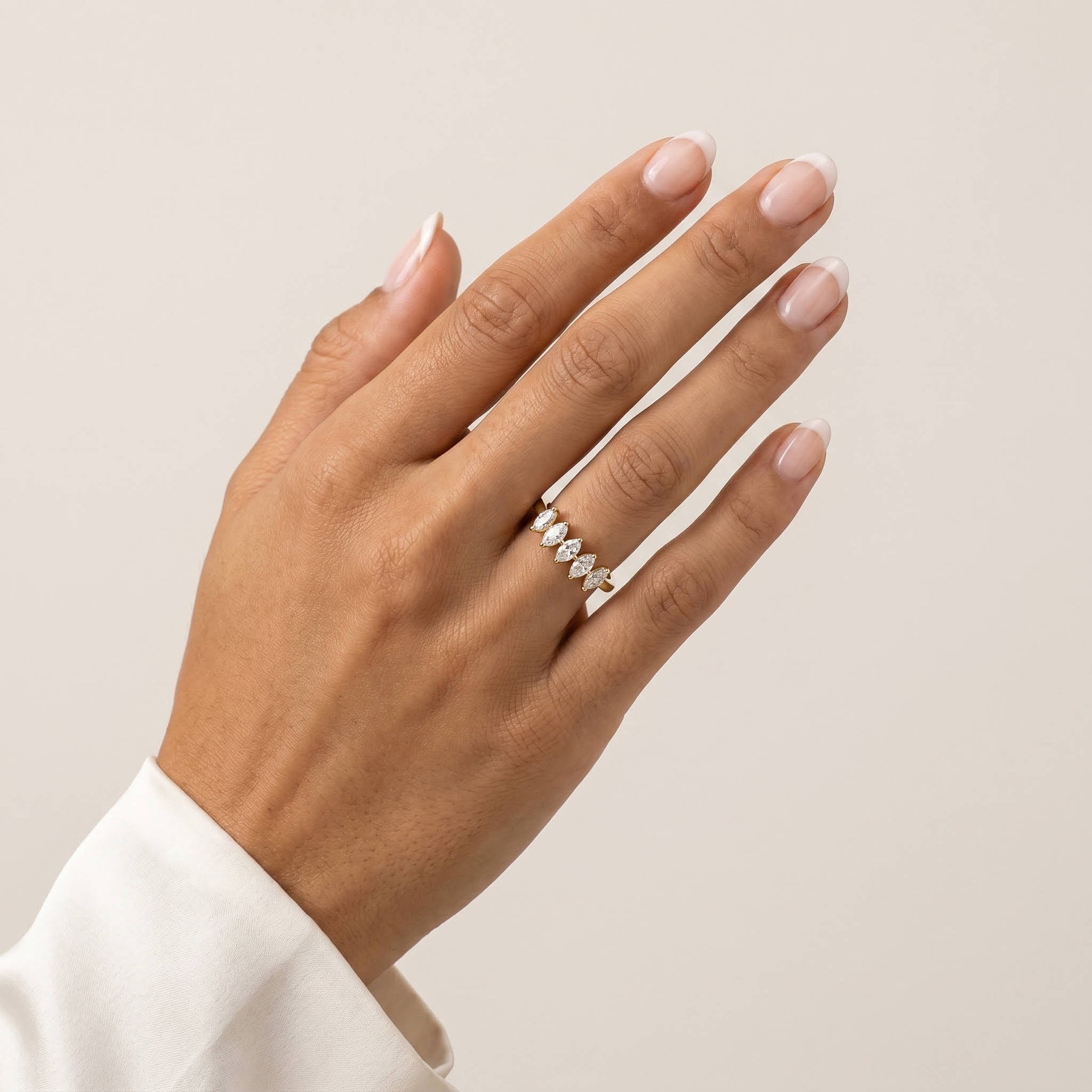Floating Marquise Cut Lab-Grown Diamond Five-Stone Anniversary Ring - Rings