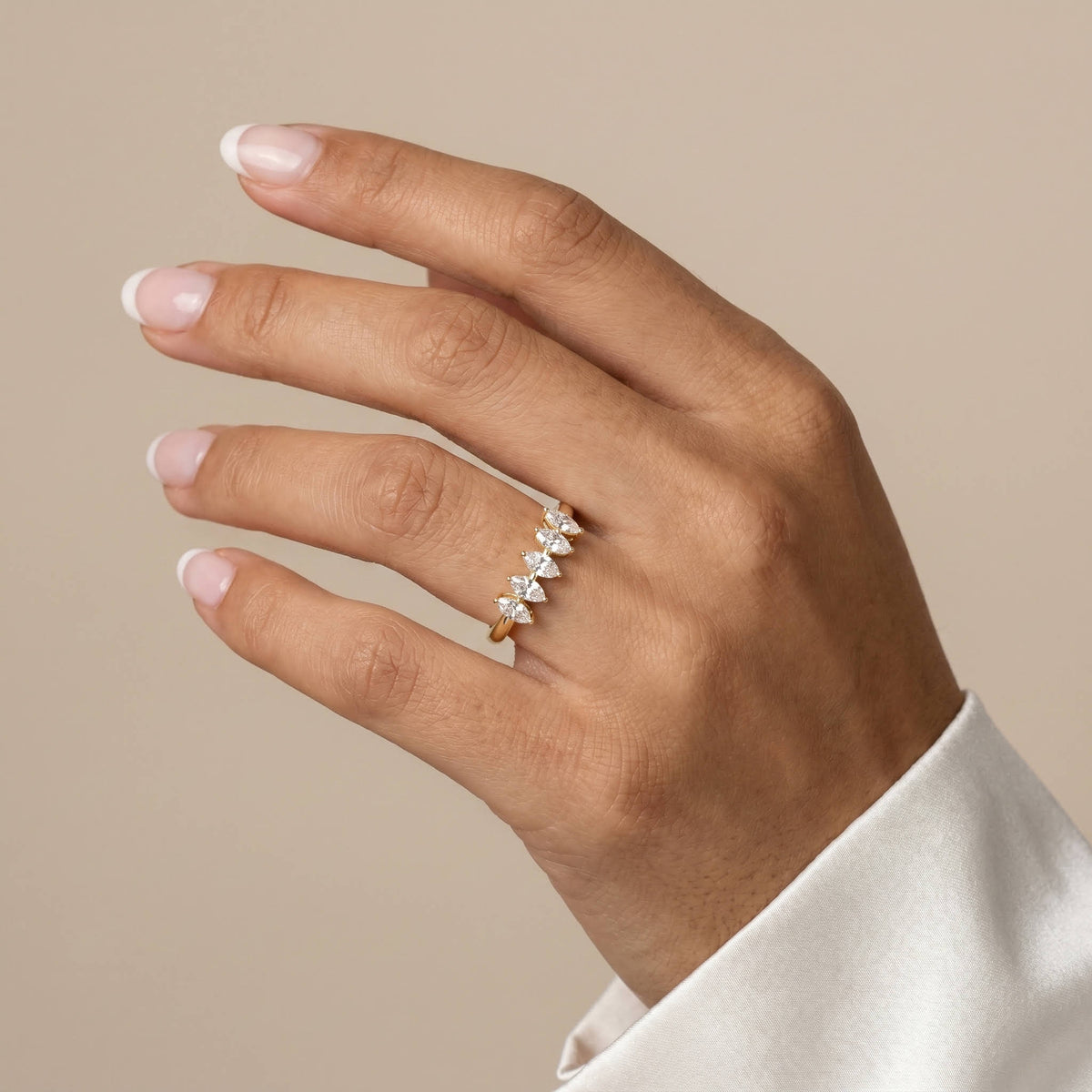 Floating Marquise Cut Lab-Grown Diamond Five-Stone Anniversary Ring - Rings