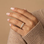 Floating Marquise Lab-Grown Diamond Three-Stone Pavé Ring - Rings