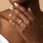 Floating Marquise Lab-Grown Diamond Three-Stone Pavé Ring - Rings