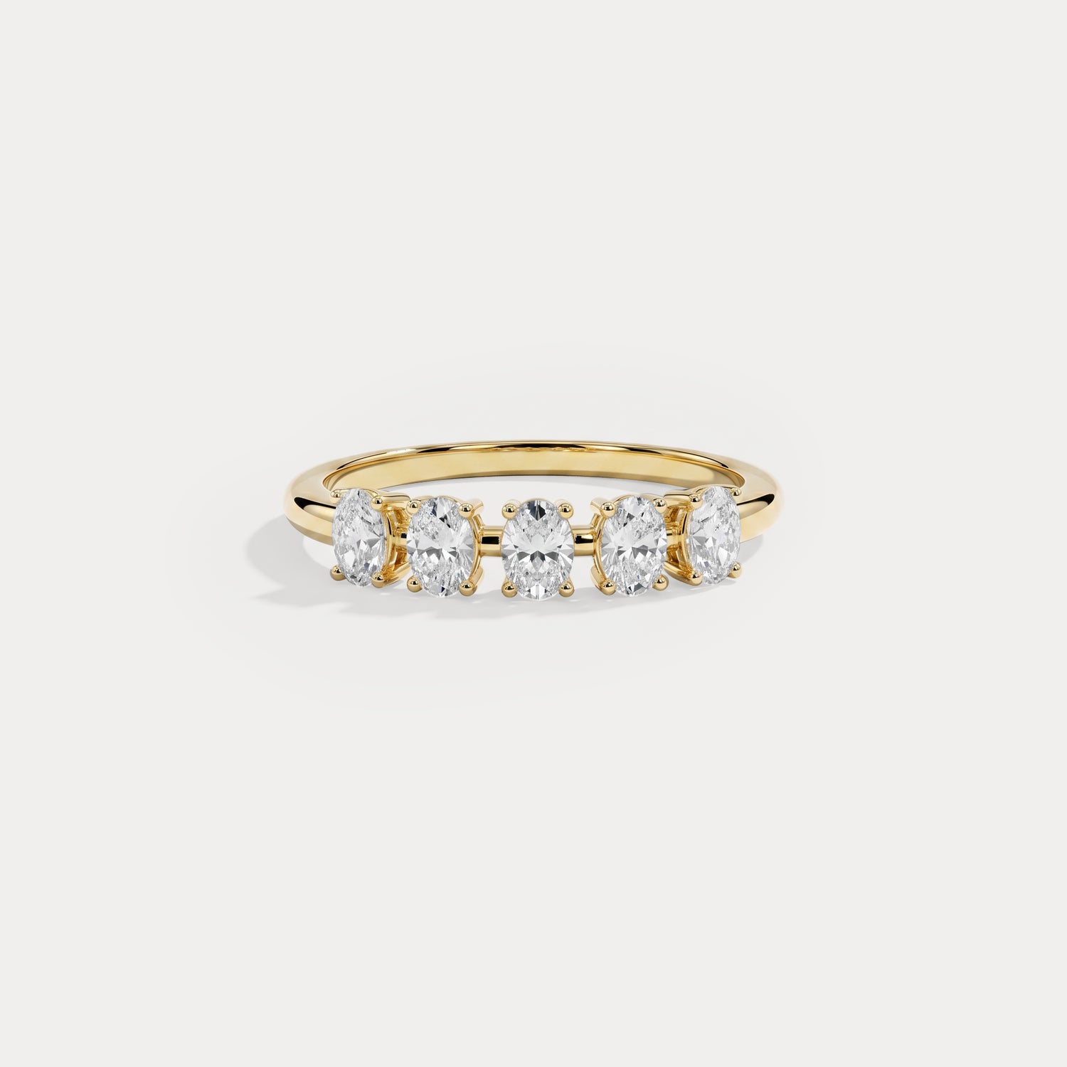Floating Oval Cut Lab-Grown Diamond Five-Stone Anniversary Ring