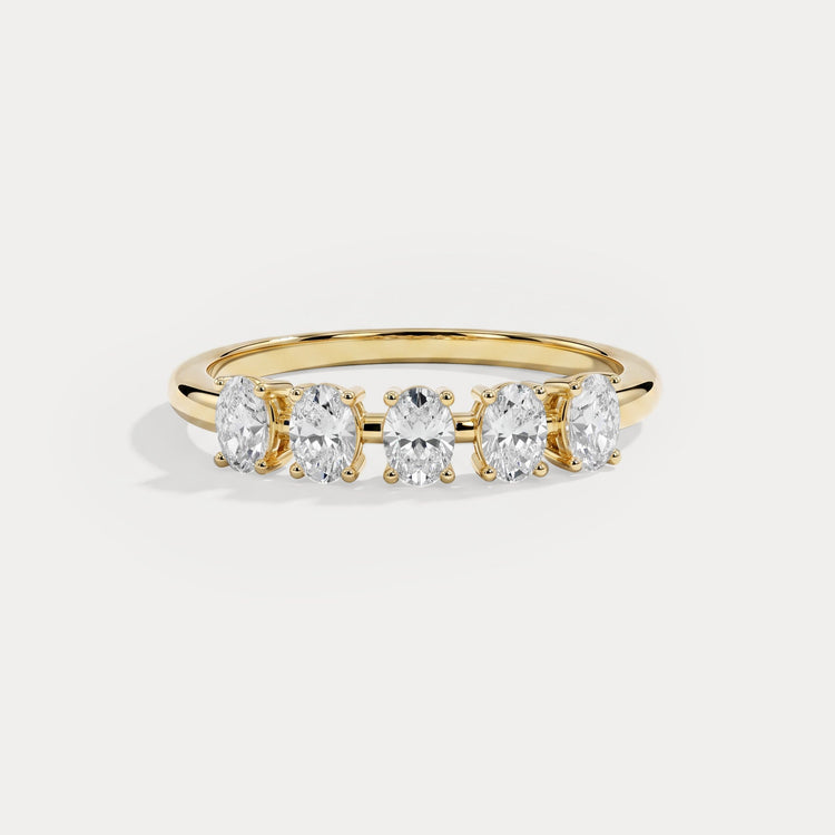Floating Oval Cut Lab-Grown Diamond Five-Stone Anniversary Ring - Rings