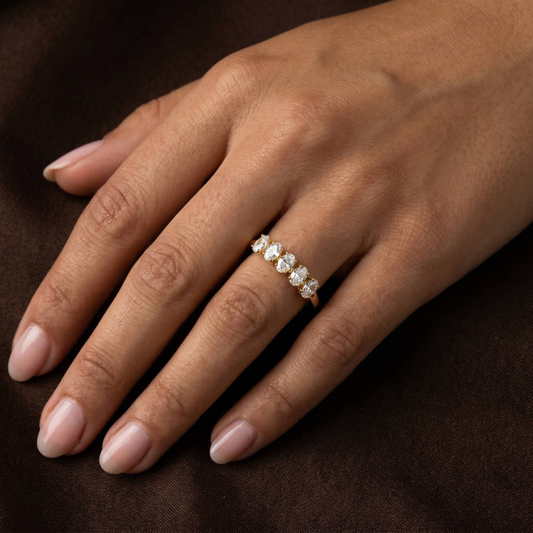 Floating Oval Cut Lab-Grown Diamond Five-Stone Anniversary Ring - Rings