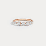 Floating Oval Lab-Grown Diamond Three-Stone Pavé Ring - Rings