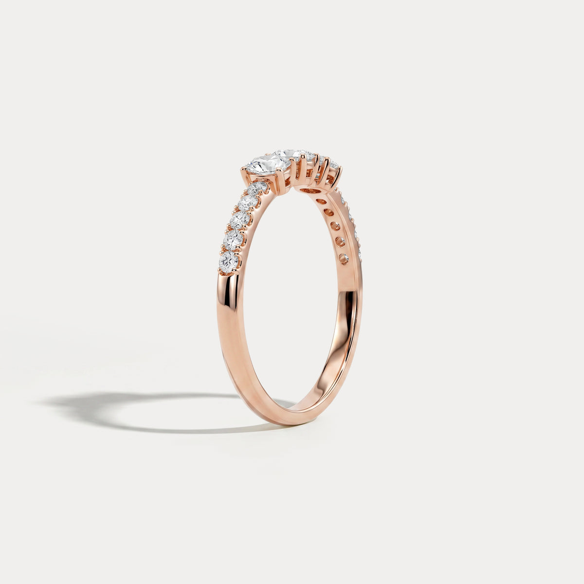 Floating Oval Lab-Grown Diamond Three-Stone Pavé Ring - Rings