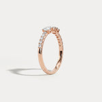 Floating Oval Lab-Grown Diamond Three-Stone Pavé Ring - Rings