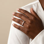 Floating Oval Lab-Grown Diamond Three-Stone Pavé Ring - Rings