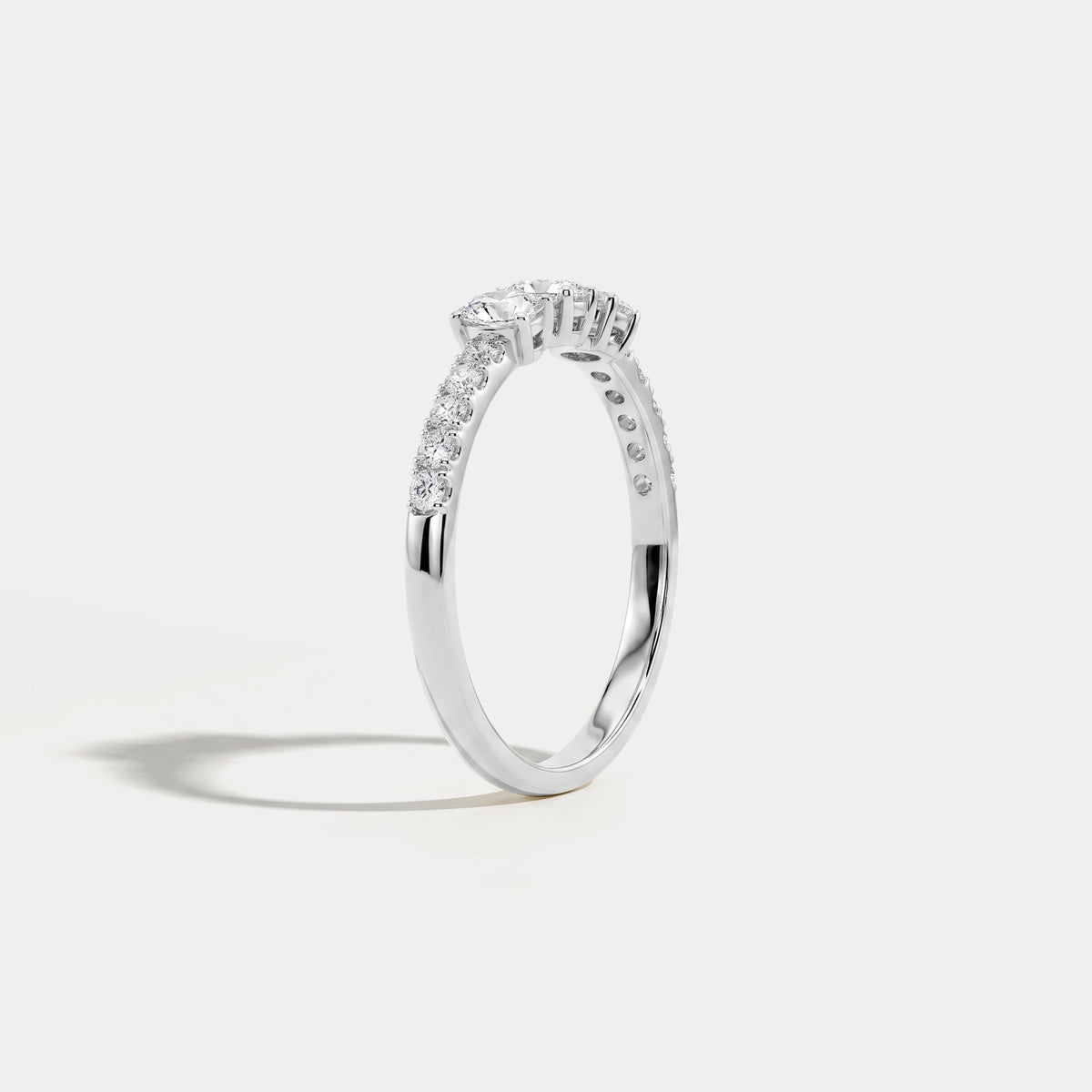 Floating Oval Lab-Grown Diamond Three-Stone Pavé Ring - Rings