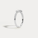 Floating Oval Lab-Grown Diamond Three-Stone Pavé Ring - Rings