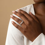 Floating Oval Lab-Grown Diamond Three-Stone Pavé Ring - Rings