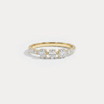 Floating Oval Lab-Grown Diamond Three-Stone Pavé Ring - Rings