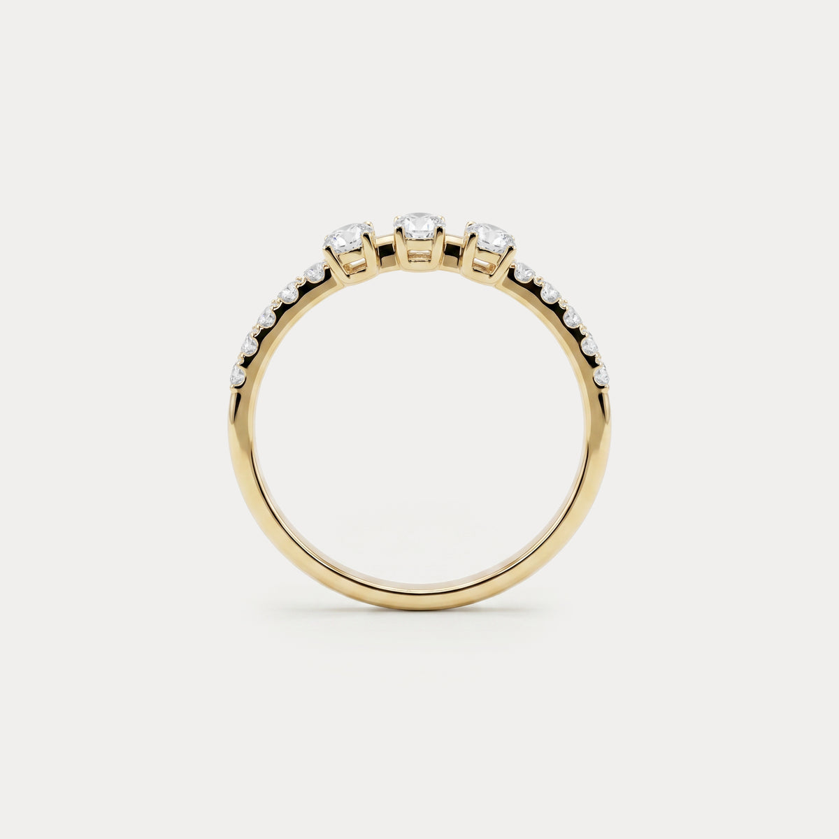 Floating Oval Lab-Grown Diamond Three-Stone Pavé Ring - Rings